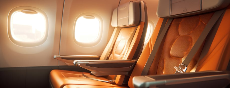 AI generated seats with some windows in the middle of an airplane photo