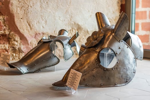 Mir, Belarus - 10.03.2023 - Various items on display of the museum of Mir castle complex. History photo