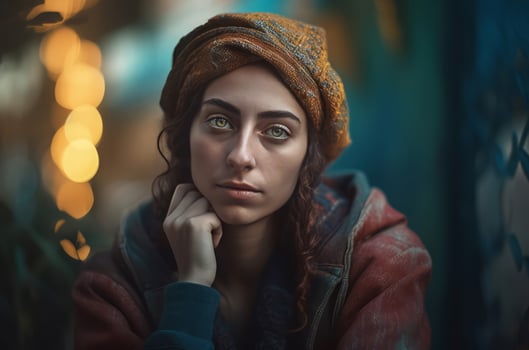 AI generated Israeli sad woman looking in camera. Generate ai photo