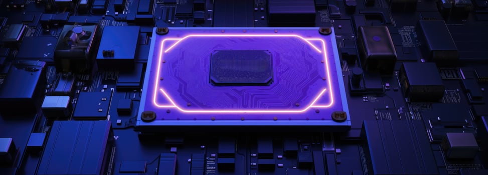 AI generated a computer chip on top of a circuit board photo