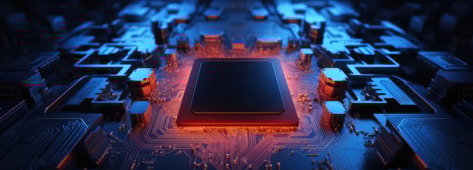 AI generated a computer chip on top of a circuit board photo