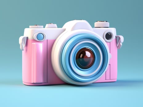 AI generated a digital camera sitting on a blue background photo