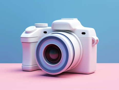 AI generated a digital camera sitting on a blue background photo