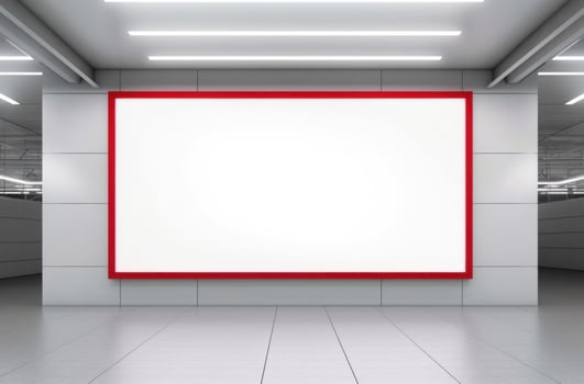 AI generated large billboards at the entrance of a public building photo