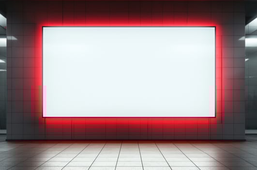 AI generated large billboards at the entrance of a public building photo