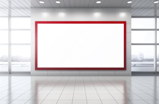 AI generated large billboards at the entrance of a public building photo