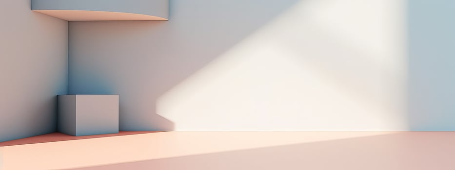 AI generated Light soft minimal background mockup for product presentation. Corner of room with shadows from photo