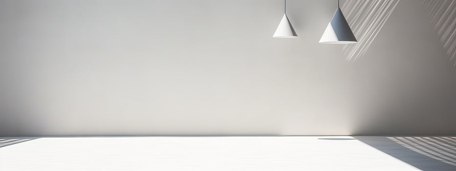 AI generated Minimal abstract light gray background for product presentation. Shadow and light from windows on photo