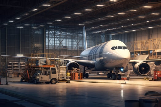 AI generated Airplane in the cargo terminal Ai generated photo