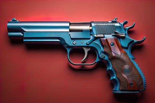 AI generated Semi-automatic handgun on a solid color background. Close-up. ai generative photo