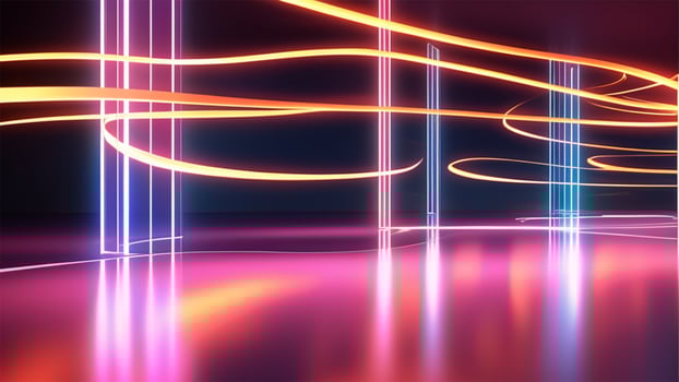 AI generated 3d render, abstract urban background with glowing neon light, Ai generated photo