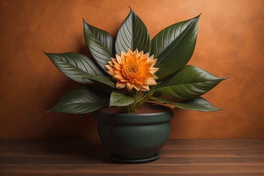 AI generated Flowers in a pot on a solid color background. ai generative photo