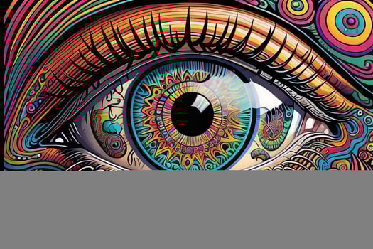 AI generated Colorful eye. Psychedelic background. Vector illustration. ai generative photo