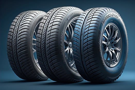 AI generated Car tires on a solid color background. ai generative photo