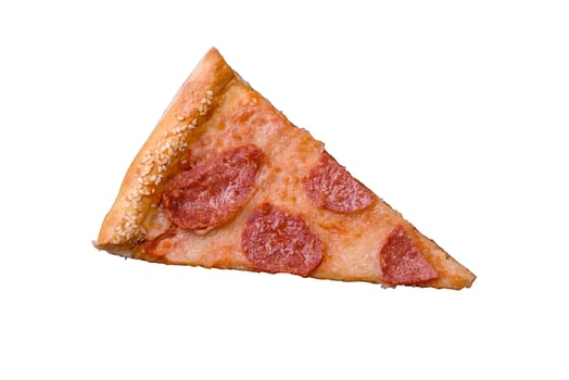 Delicious fresh pepperoni pizza with sesame seeds on the sides photo