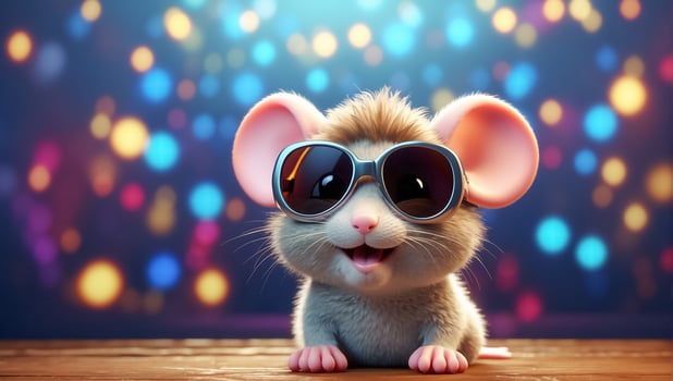 AI generated Cute funny mouse wearing sunglasses photo