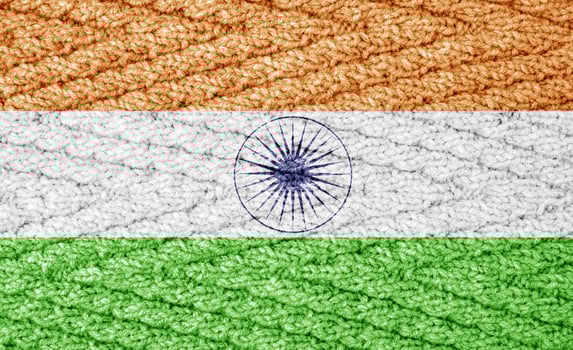 Flag on the knitted surface photo