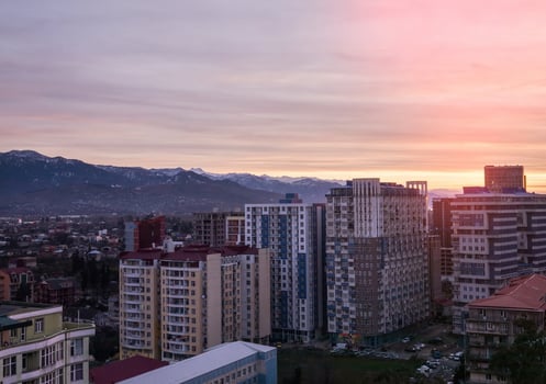 houses in sunset  in Batumi, Georgia photo