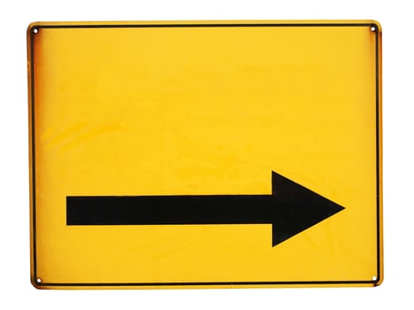 Yellow metal sign board isolated photo