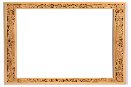 AI generated Wooden Frame With Beautiful Carved Illustrations photo