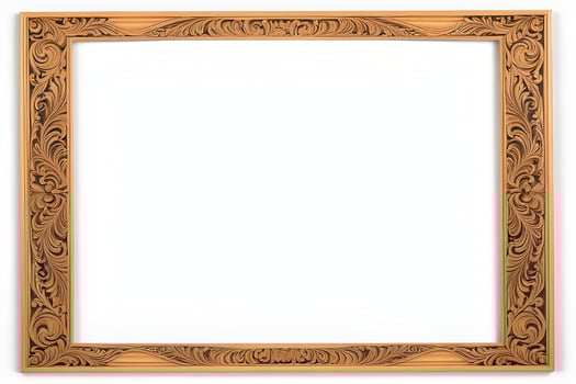 AI generated Wooden Frame With Beautiful Carved Illustrations photo