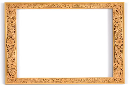 AI generated Wooden Frame With Beautiful Carved Illustrations photo