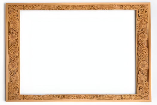 AI generated Wooden Frame With Beautiful Carved Illustrations photo