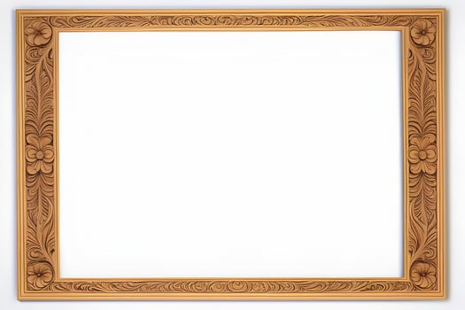 AI generated Wooden Frame With Beautiful Carved Illustrations photo