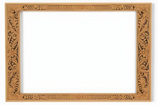 AI generated Wooden Frame With Beautiful Carved Illustrations photo