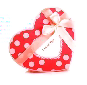 Red heart-shaped gift box photo