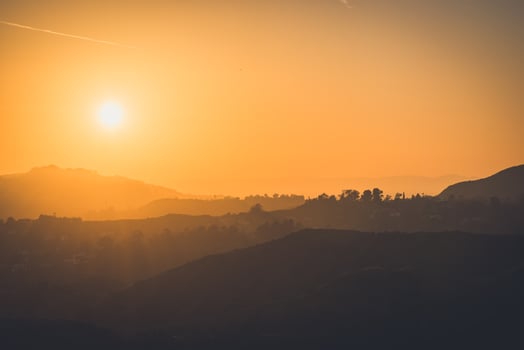 Hazy sunset over Los Angeles photo