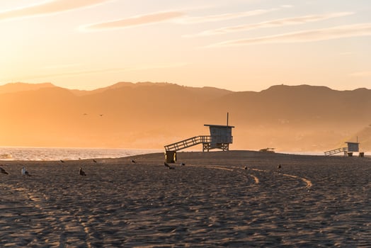 Lifeguard Hut on Santa Monica Beach California photo