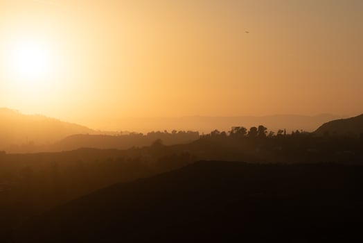 Hazy sunset over Los Angeles photo