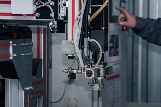 industrial robotic dosing dispenser machine, dispensing system robot before work photo