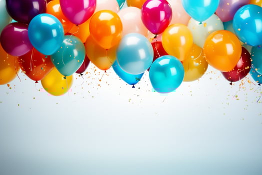 AI generated Balloon burst Bright colors come alive on a clean white canvas photo