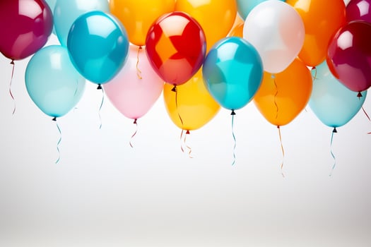 AI generated Vibrant contrast Colorful balloons pop against a crisp white background photo