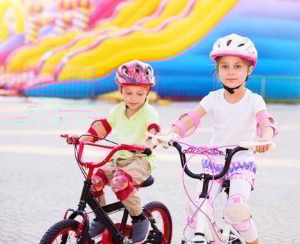 Happy friends on the bicycles photo
