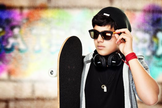 Handsome skateboarder portrait photo