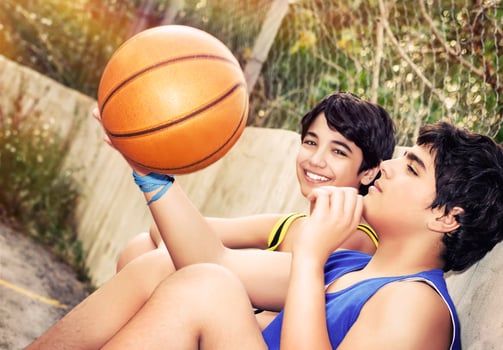 Happy basketball players photo