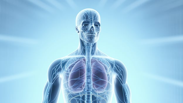 AI generated Medical background. Human body 3D scan photo