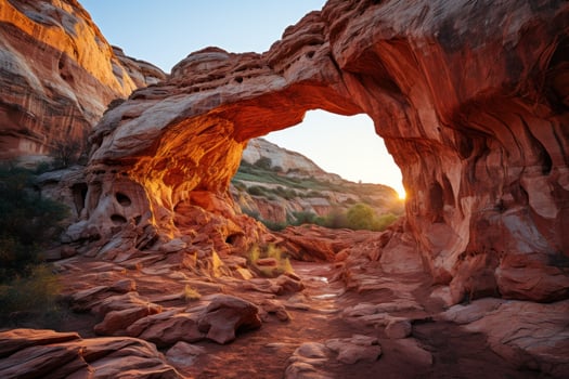 AI generated Canyon silhouette in sunset light, sunrise and sunset wallpaper photo