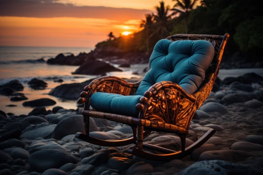 AI generated Beachside rocker lounge at dusk, sunrise and sunset wallpaper photo