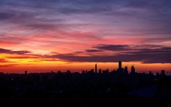 Beirut city on sunset photo