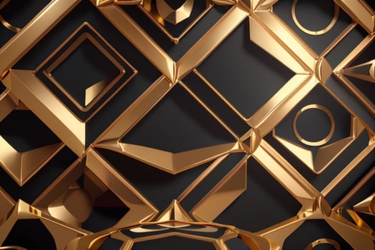 AI generated 3d rendering luxury black and golden abstract background. Pro Photo