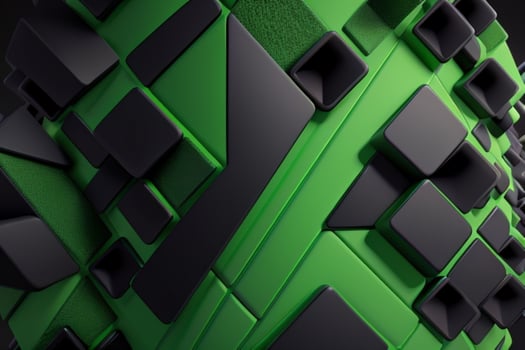 AI generated 3d rendering luxury green and black abstract background. Pro Photo