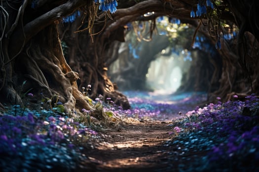 AI generated Bluebells in a enchanted forest, spring session photos