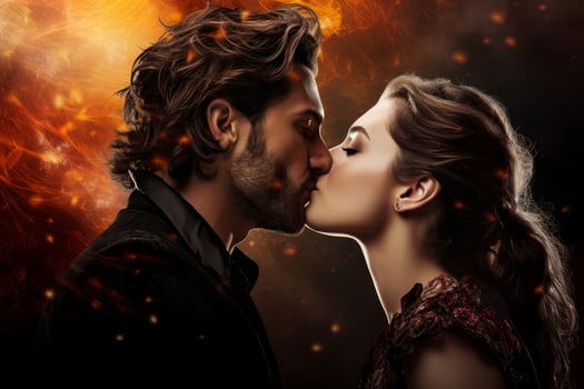 AI generated Enamored Man and woman kissing. Generate Ai photo