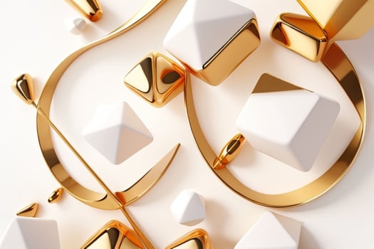 AI generated 3d rendering luxury white and golden abstract background. Pro Photo