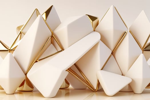 AI generated 3d rendering luxury white and golden abstract background. Pro Photo
