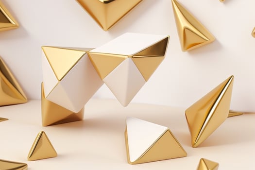 AI generated 3d rendering luxury white and golden abstract background. Pro Photo